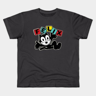 Felix Cat Comics Retro Future Atomic Age TV in Joyful Design Kids T-Shirt